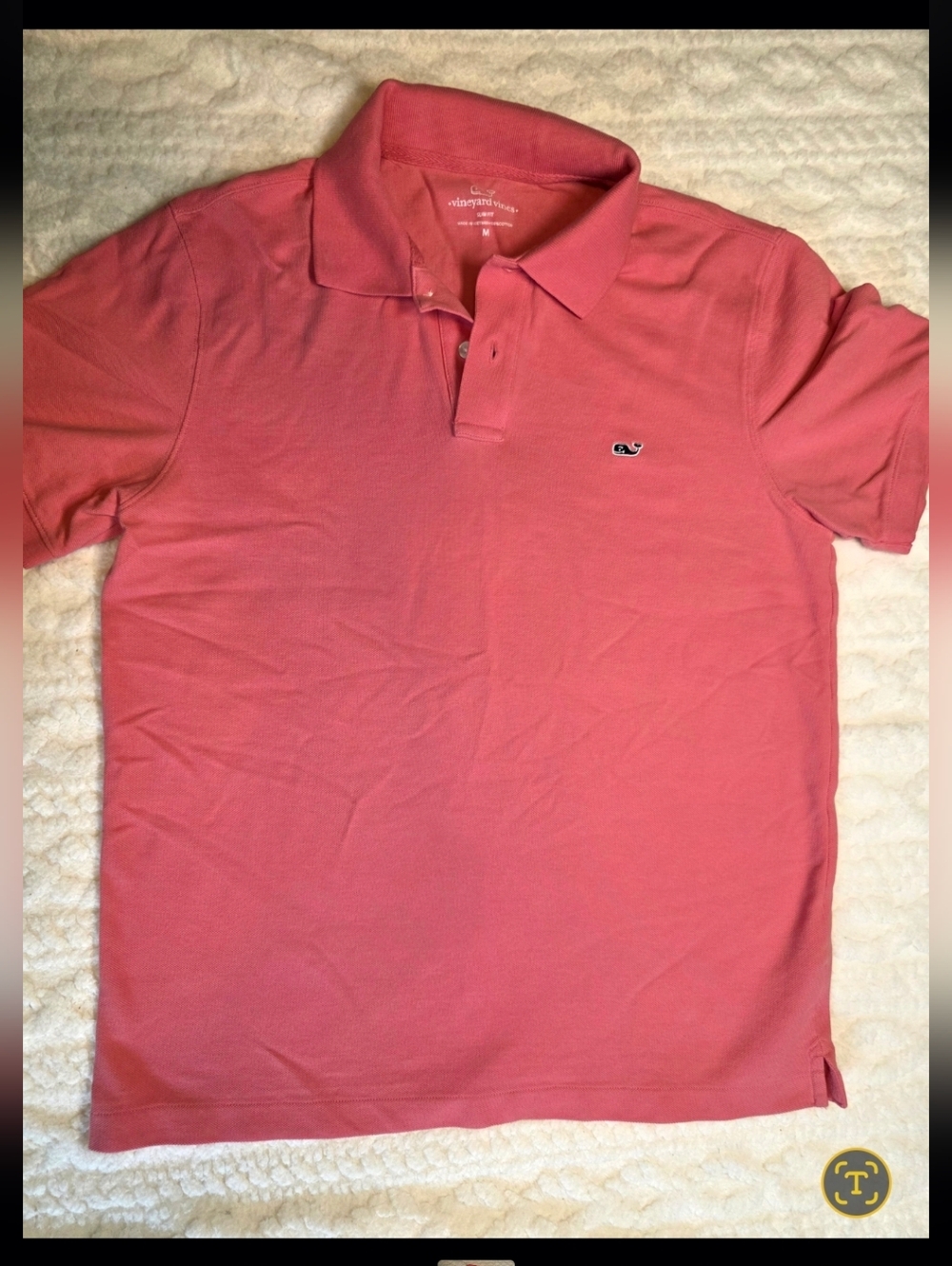 Vineyard Vines Coral Pink Short-Sleeve Polo with Whale Logo